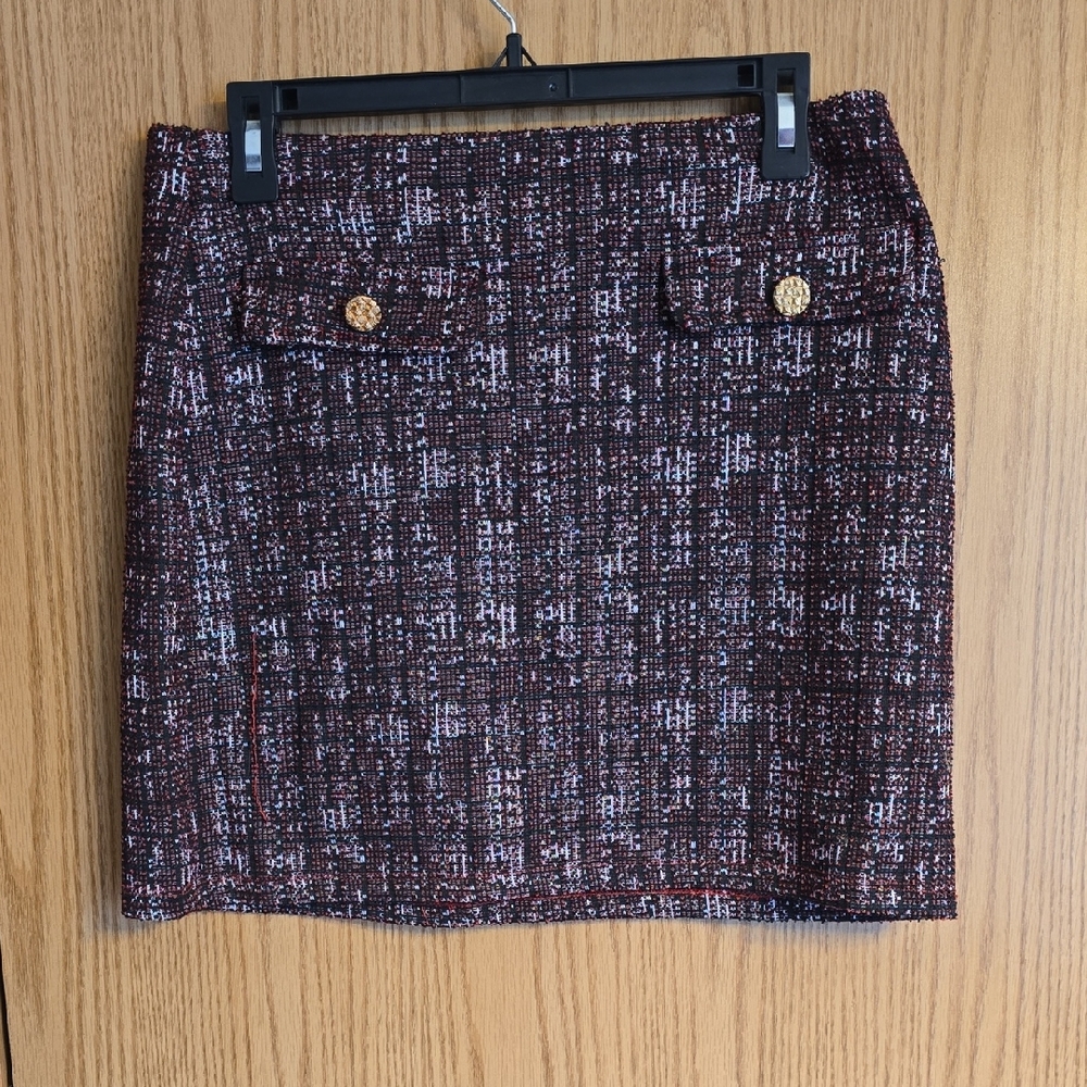 Joe B Tweed Mini Skirt - Black and Red